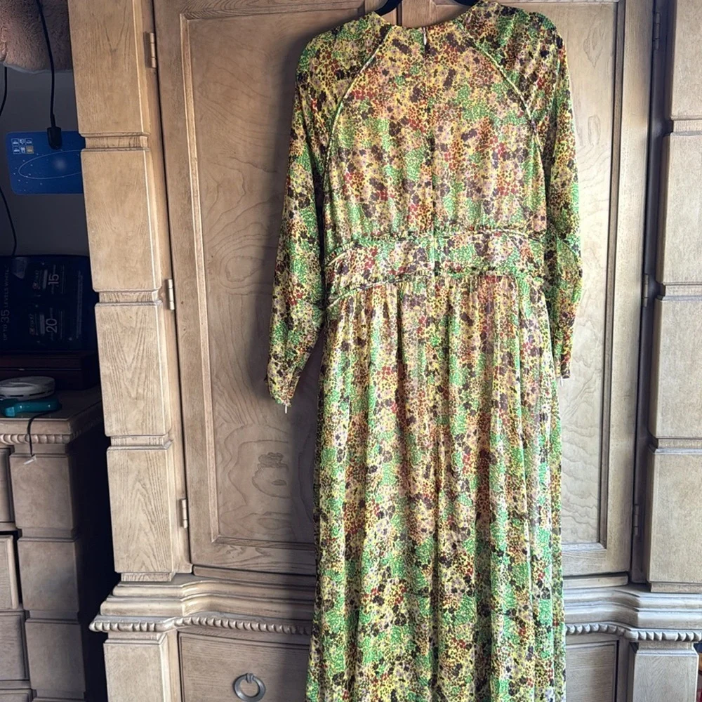 Ted Baker London UMAH Long sleeve Floral V-Neck MIDI Dress - Picture 14 of 14